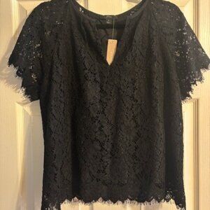 NWT J.Crew Black Lace Top - Size Small